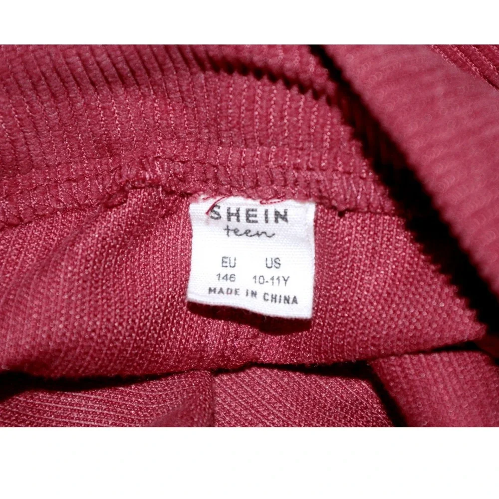 SHEIN‎ Teen Girls Brick Red Corduroy Button Front A-Line Skirt Size 10-11Y